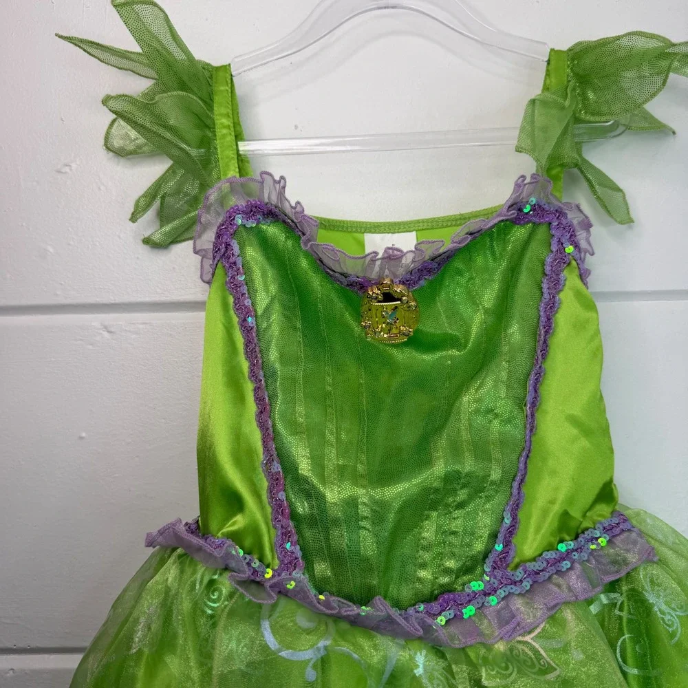 DISNEY‎ Tinker Bell Costume Size 7/8 Green Fairy Dress Tule